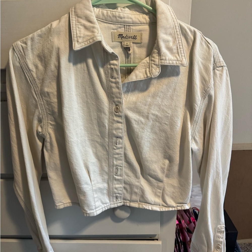 Madewell Cream Collared Cropped Jacket